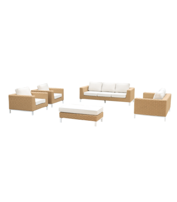 Boender Outdoor Maui Rope loungeset 5-delig met crÃ¨mekleurige kussens