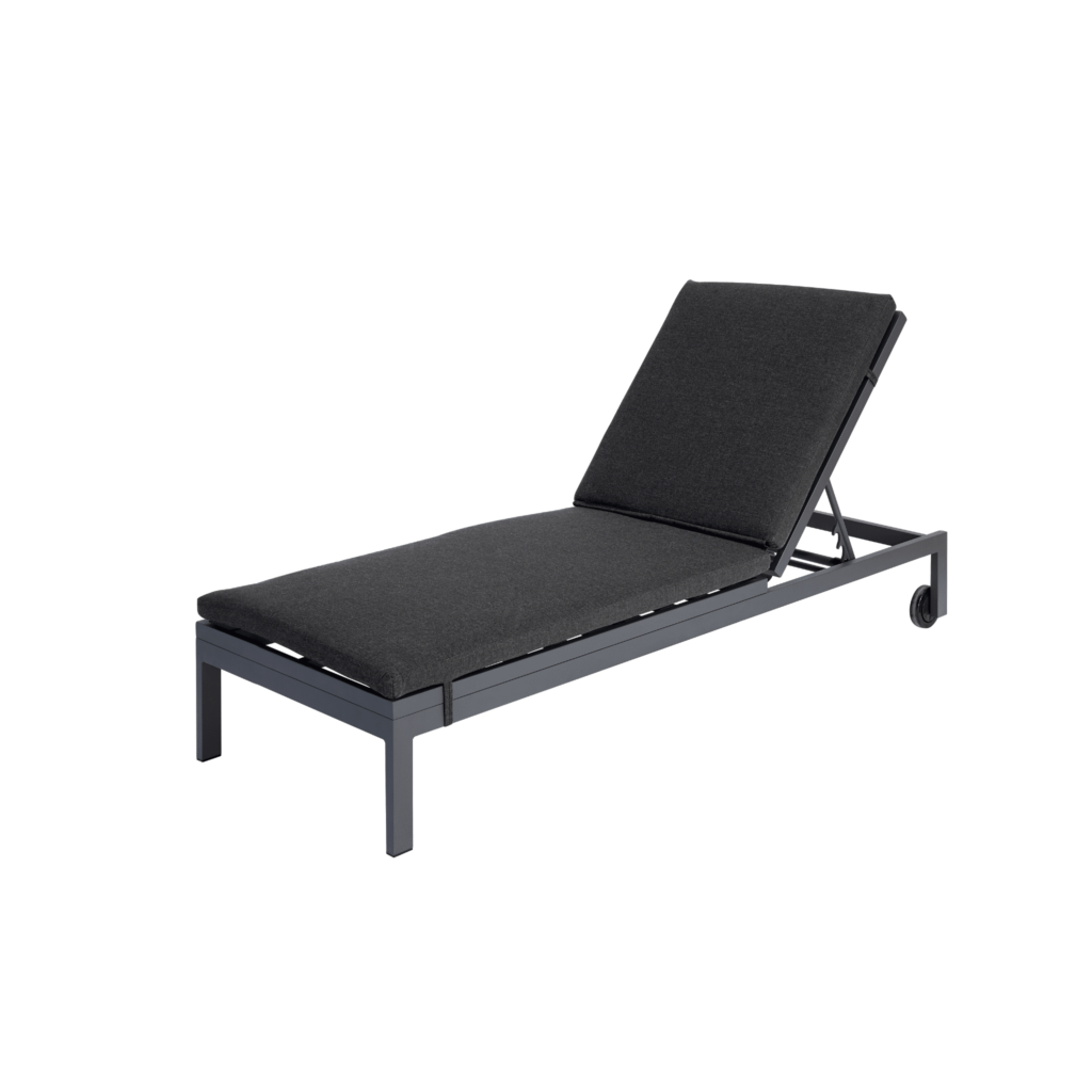 Boender Outdoor verstelbaar ligbed met grijs kussen en wielen
